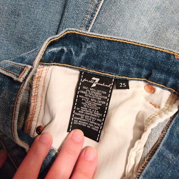 7 For All Mankind distressed denim mini skirt sz 25 - Picture 10 of 10